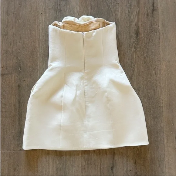 Magda Butrym Floral Appliqué Wool Bustier Bridal Mini Dress Cream - Picture 7 of 10